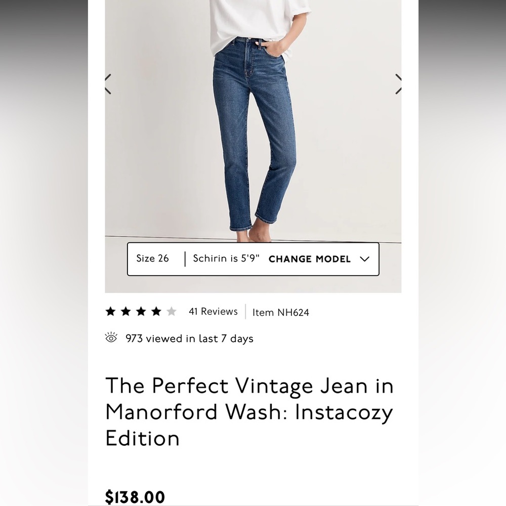 Madewell The Perfect Vintage Jean in Manorford Wash: Instacozy Edition